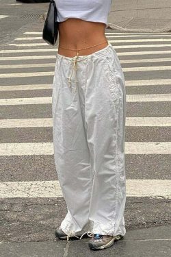 Eila Low Waist Baggy Pants - Y2K Grunge 90s Fashion, Retro Summer Outfits, Hip Hop Style