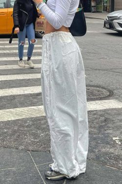Eila Low Waist Baggy Pants - Y2K Grunge 90s Fashion, Retro Summer Outfits, Hip Hop Style