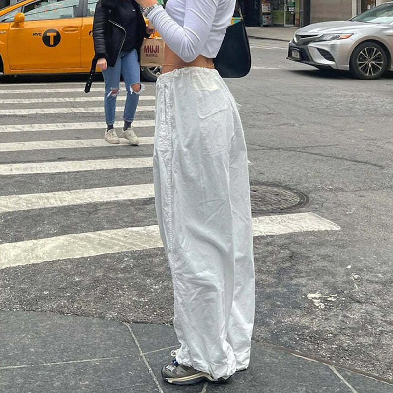 Eila Low Waist Baggy Pants - Y2K Grunge 90s Fashion, Retro Summer Outfits, Hip Hop Style