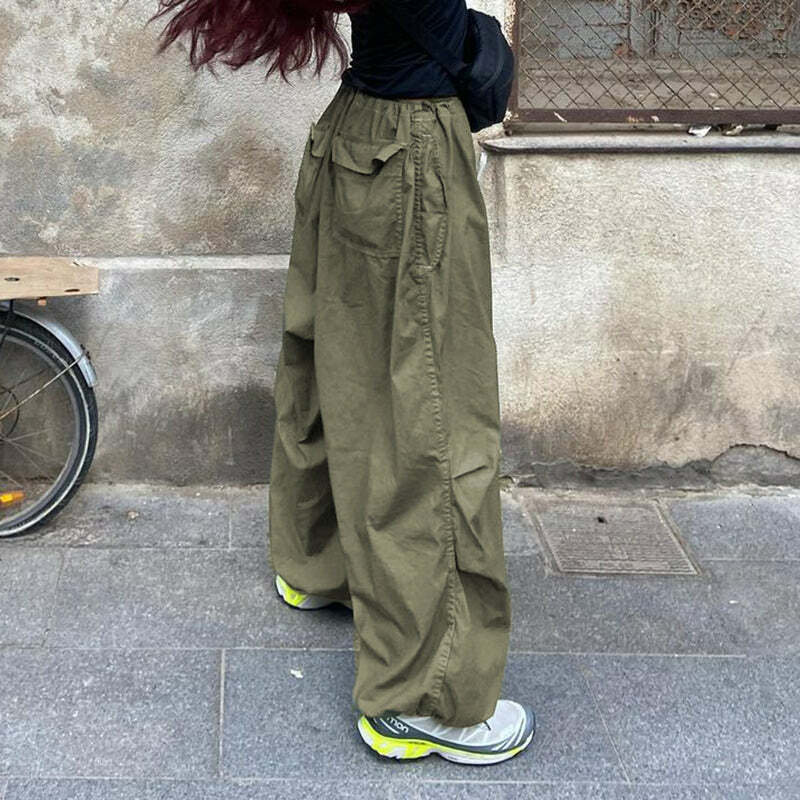 Eila Low Waist Baggy Pants - Y2K Grunge 90s Fashion, Retro Summer Outfits, Hip Hop Style