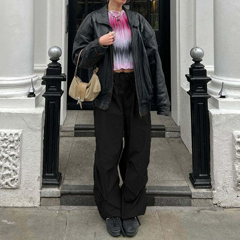Eila Low Waist Baggy Pants - Y2K Grunge 90s Fashion, Retro Summer Outfits, Hip Hop Style