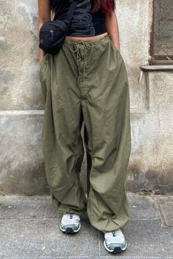 Eila Low Waist Baggy Pants - Y2K Grunge 90s Fashion, Retro Summer Outfits, Hip Hop Style