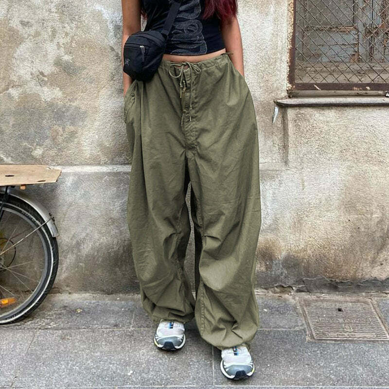Eila Low Waist Baggy Pants - Y2K Grunge 90s Fashion, Retro Summer Outfits, Hip Hop Style