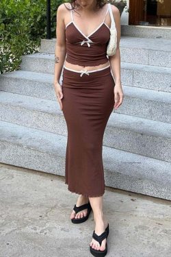Eimy Y2K Two Piece Skirt Set - 90s Grunge Summer Outfit, Retro Fashion, Pastel Goth Style