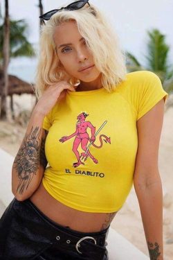 El Diablito Crop Top - Y2K Summer Grunge, 90s Retro, Pastel Goth, Y2K Party & Club Out