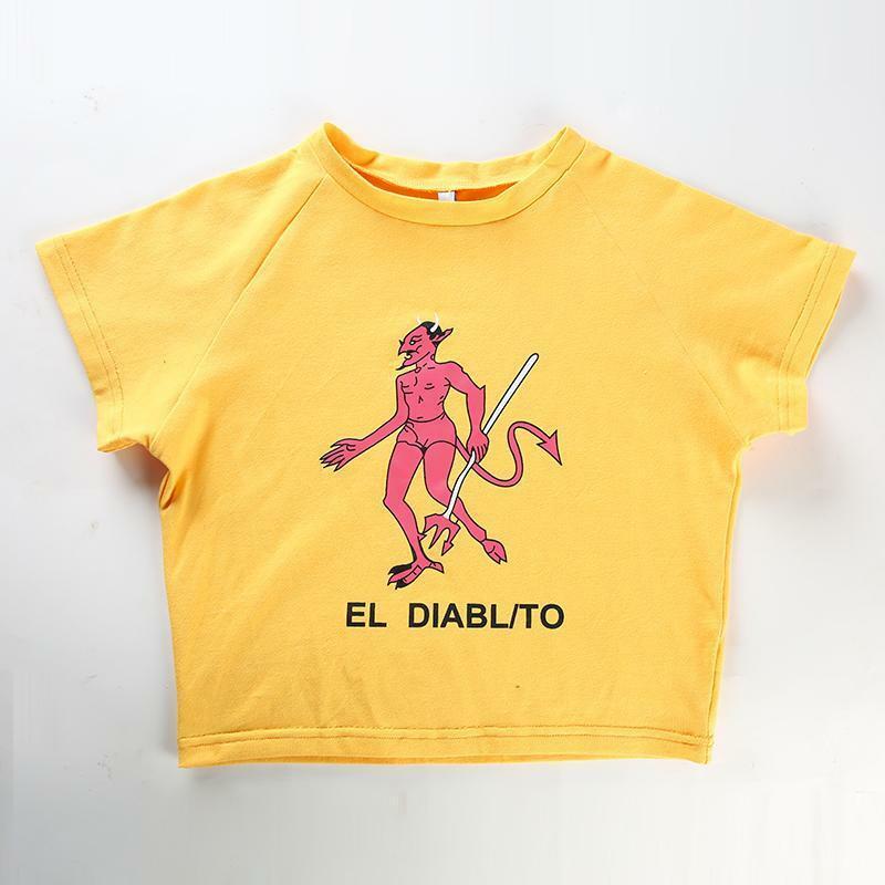 El Diablito Crop Top - Y2K Summer Grunge, 90s Retro, Pastel Goth, Y2K Party & Club Out