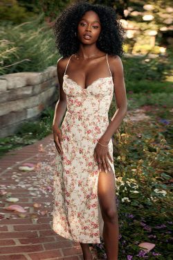 Elanor Floral Midi Dress - Y2K Summer Outfit, 90s Fashion, Grunge, Retro Style, Pastel Goth