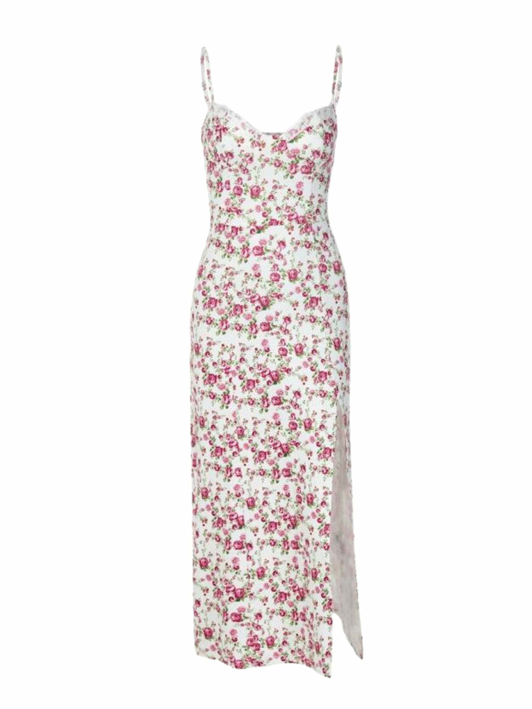 Elanor Floral Midi Dress - Y2K Summer Outfit, 90s Fashion, Grunge, Retro Style, Pastel Goth