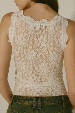 Elara Lace Tank Top - Y2K Summer Grunge, 90s Retro, Pastel Goth, Y2K Party & Club Outfits