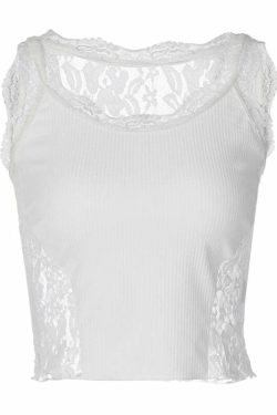 Elara Lace Tank Top - Y2K Summer Grunge, 90s Retro, Pastel Goth, Y2K Party & Club Outfits