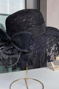 Elegant Beige Lace Patchwork Bow Sun Hat - Y2K Summer, 90s Fashion, Grunge, Retro Style