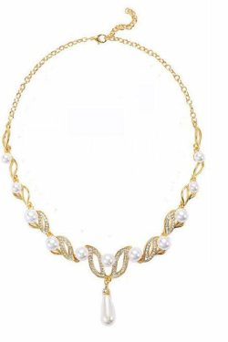 Elegant Gold Alloy Pearl Zircon Pendant Necklace - Y2K & 90s Fashion, Grunge, Retro, Pastel Goth