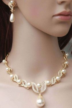 Elegant Gold Alloy Pearl Zircon Pendant Necklace - Y2K & 90s Fashion, Grunge, Retro, Pastel Goth