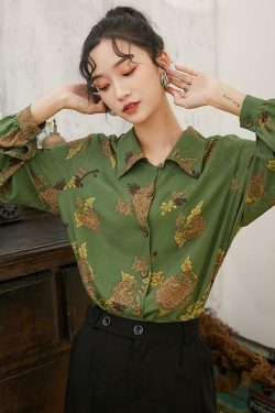 Elegant Green Blouse - Y2K Summer Outfit, 90s Fashion, Grunge, Retro Style, Y2K Party Top
