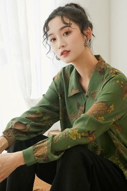 Elegant Green Blouse - Y2K Summer Outfit, 90s Fashion, Grunge, Retro Style, Y2K Party Top