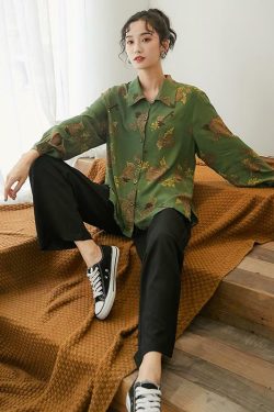 Elegant Green Blouse - Y2K Summer Outfit, 90s Fashion, Grunge, Retro Style, Y2K Party Top