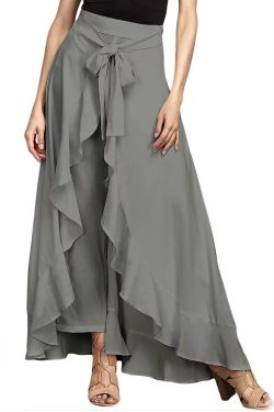 Elegant Grey Ruffle Hem Skirt - Y2K Summer, 90s Fashion, Grunge, Retro, Pastel Goth, Y2K