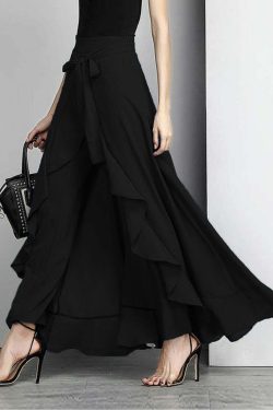 Elegant Grey Ruffle Hem Skirt - Y2K Summer, 90s Fashion, Grunge, Retro, Pastel Goth, Y2K