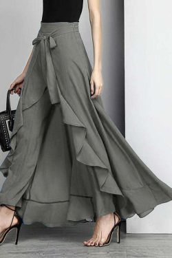 Elegant Grey Ruffle Hem Skirt - Y2K Summer, 90s Fashion, Grunge, Retro, Pastel Goth, Y2K