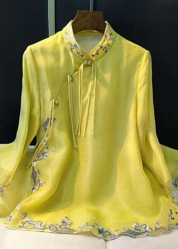 Elegant Light Green Embroidered Silk Button-Up Shirt - Y2K Summer, 90s Fashion, Grunge Outfits
