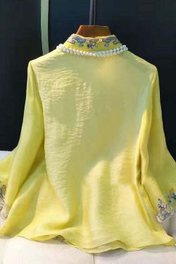 Elegant Light Green Embroidered Silk Button-Up Shirt - Y2K Summer, 90s Fashion, Grunge Outfits