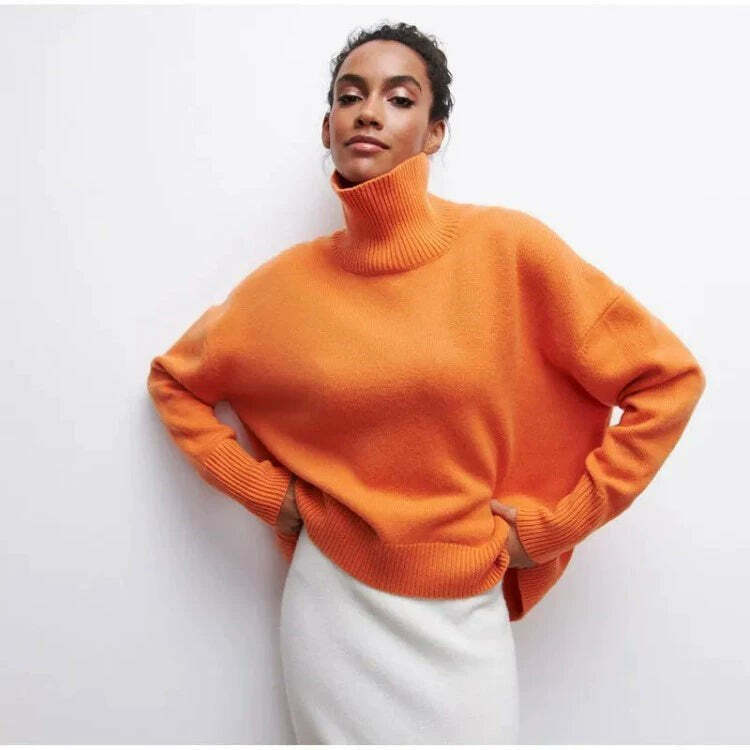 Elenor Turtleneck Oversize Sweater - Y2K Grunge, 90s Fashion, Retro Style, Pastel Goth Outfit