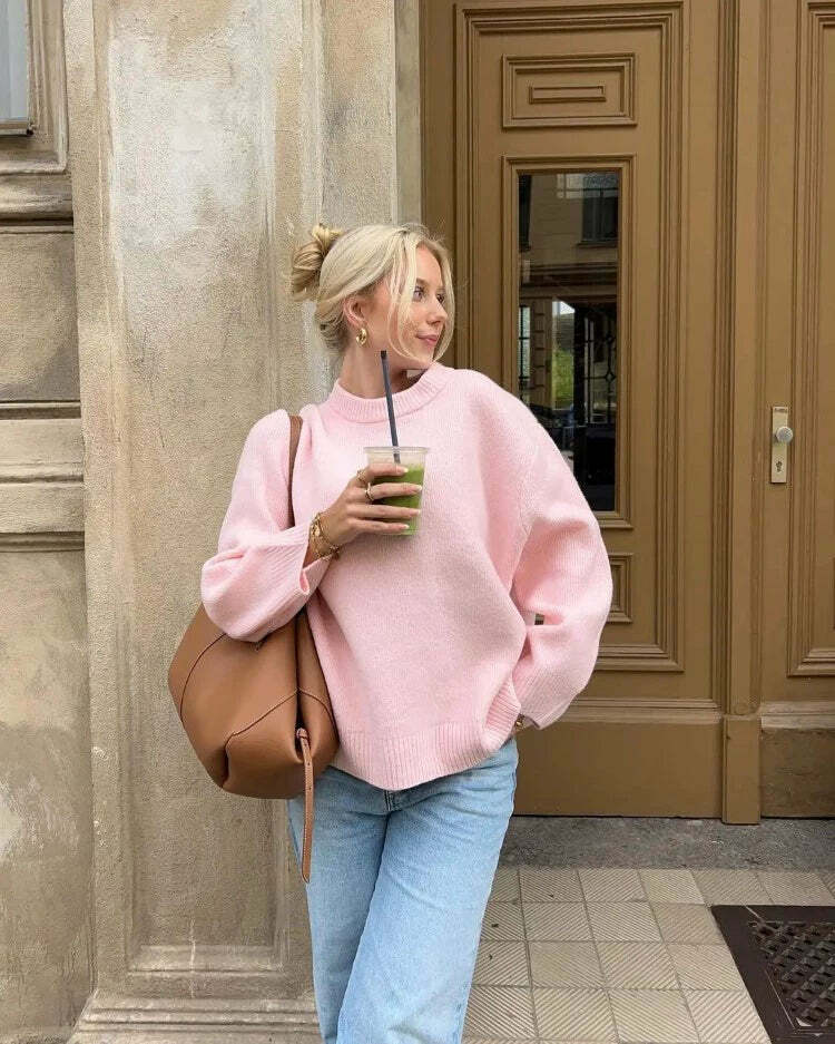 Elenor Turtleneck Oversize Sweater - Y2K Grunge, 90s Fashion, Retro Style, Pastel Goth Outfit