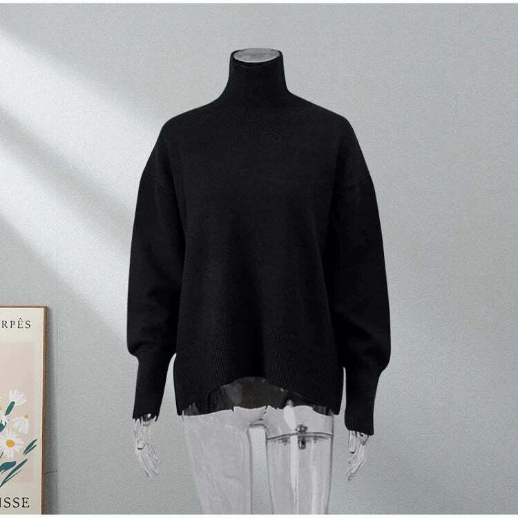 Elenor Turtleneck Oversize Sweater - Y2K Grunge, 90s Fashion, Retro Style, Pastel Goth Outfit