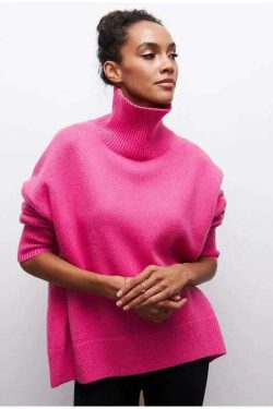 Elenor Turtleneck Oversize Sweater - Y2K Grunge, 90s Fashion, Retro Style, Pastel Goth Outfit