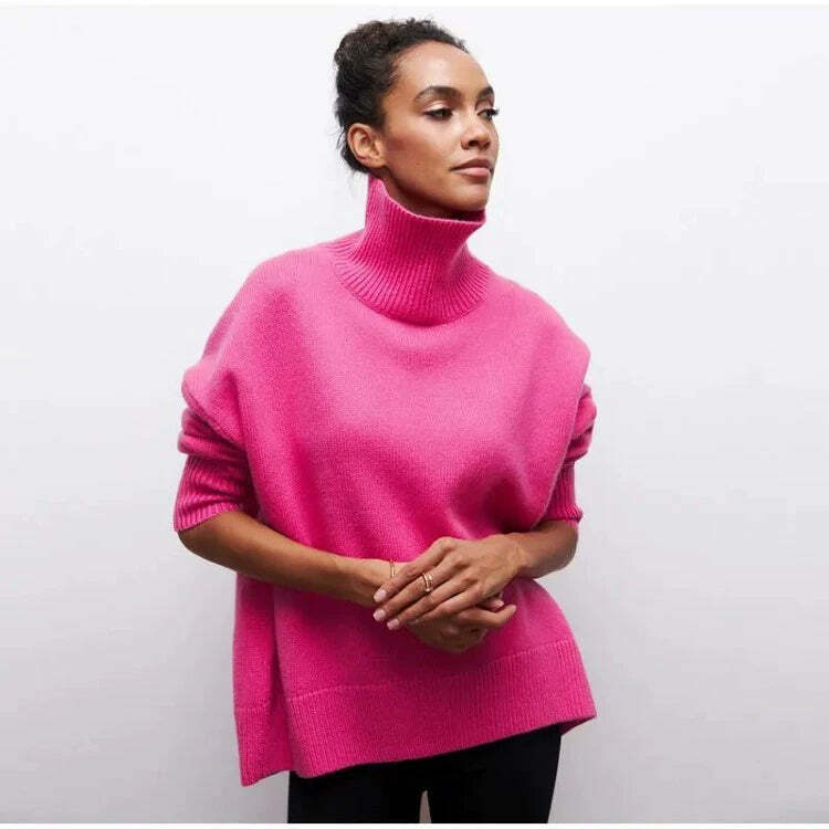 Elenor Turtleneck Oversize Sweater - Y2K Grunge, 90s Fashion, Retro Style, Pastel Goth Outfit