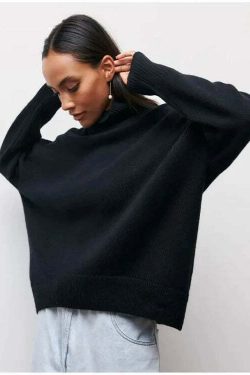 Elenor Turtleneck Oversize Sweater - Y2K Grunge, 90s Fashion, Retro Style, Pastel Goth Outfit