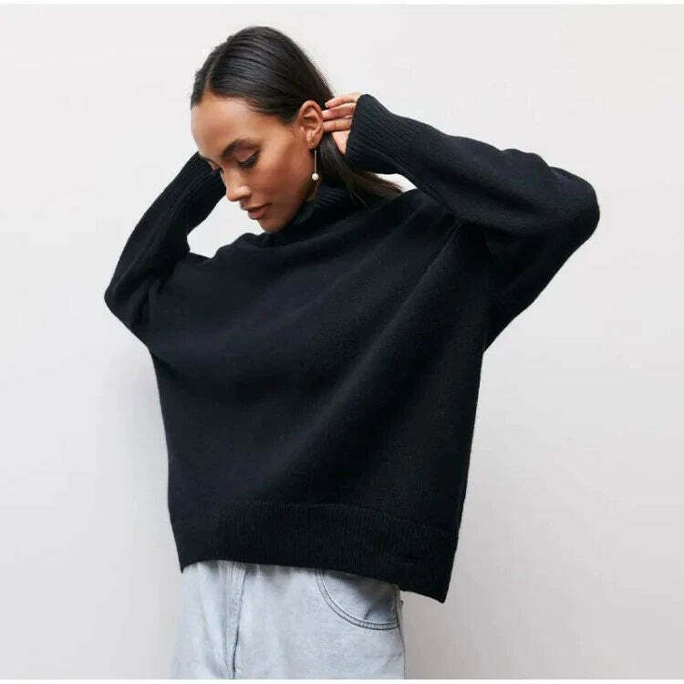 Elenor Turtleneck Oversize Sweater - Y2K Grunge, 90s Fashion, Retro Style, Pastel Goth Outfit