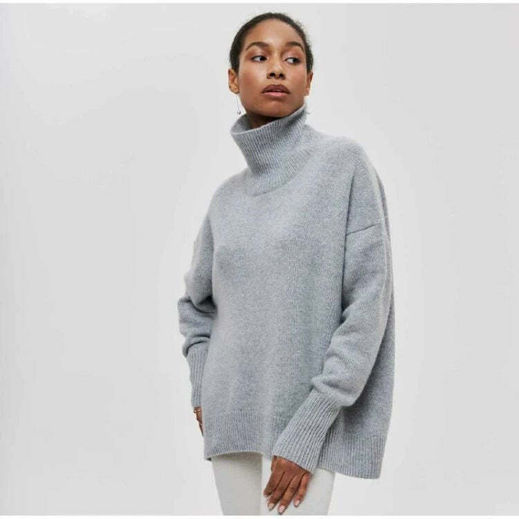 Elenor Turtleneck Oversize Sweater - Y2K Grunge, 90s Fashion, Retro Style, Pastel Goth Outfit