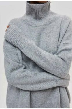 Elenor Turtleneck Oversize Sweater - Y2K Grunge, 90s Fashion, Retro Style, Pastel Goth Outfit