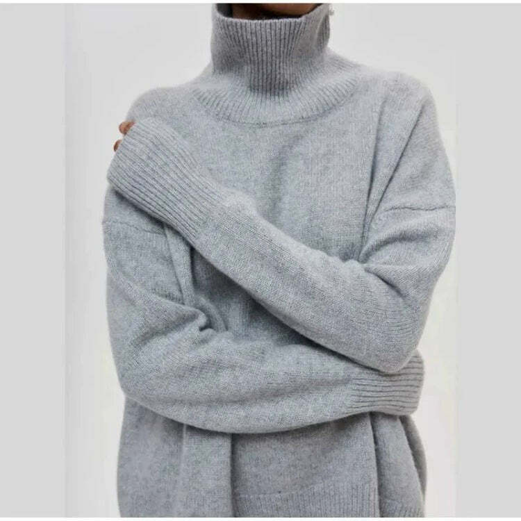 Elenor Turtleneck Oversize Sweater - Y2K Grunge, 90s Fashion, Retro Style, Pastel Goth Outfit
