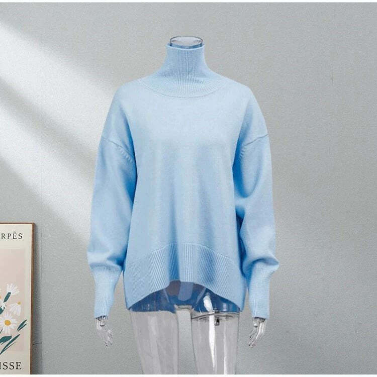 Elenor Turtleneck Oversize Sweater - Y2K Grunge, 90s Fashion, Retro Style, Pastel Goth Outfit