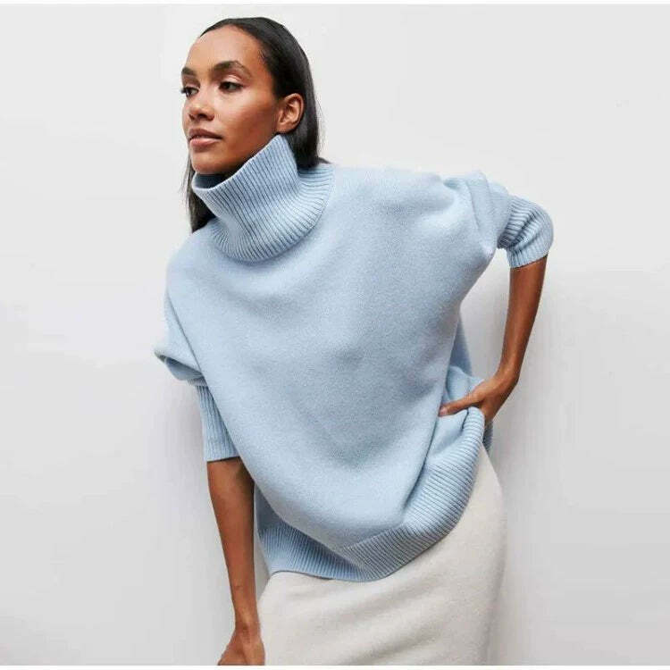 Elenor Turtleneck Oversize Sweater - Y2K Grunge, 90s Fashion, Retro Style, Pastel Goth Outfit