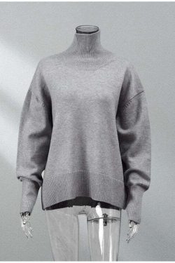 Elenor Turtleneck Oversize Sweater - Y2K Grunge, 90s Fashion, Retro Style, Pastel Goth Outfit