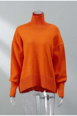 Elenor Turtleneck Oversize Sweater - Y2K Grunge, 90s Fashion, Retro Style, Pastel Goth Outfit