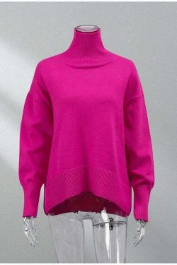 Elenor Turtleneck Oversize Sweater - Y2K Grunge, 90s Fashion, Retro Style, Pastel Goth Outfit