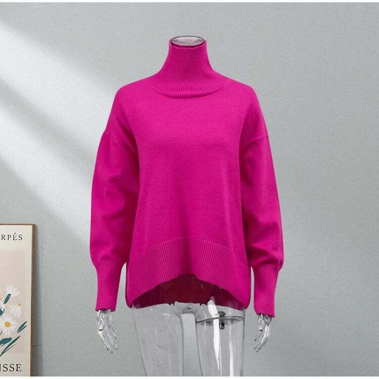 Elenor Turtleneck Oversize Sweater - Y2K Grunge, 90s Fashion, Retro Style, Pastel Goth Outfit