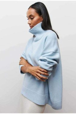 Elenor Turtleneck Oversize Sweater - Y2K Grunge, 90s Fashion, Retro Style, Pastel Goth Outfit