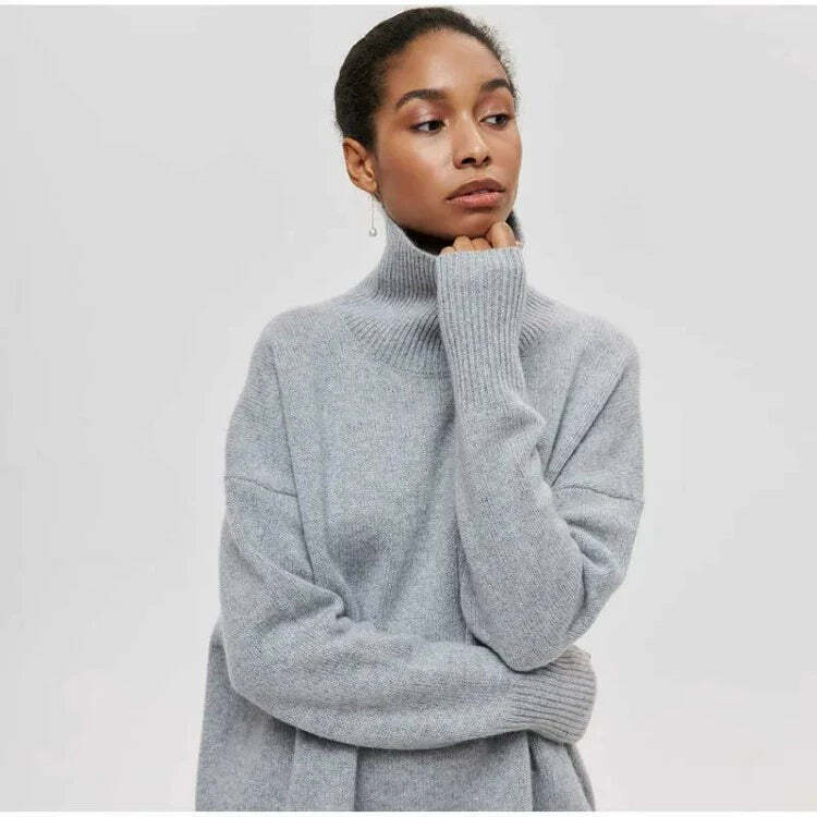Elenor Turtleneck Oversize Sweater - Y2K Grunge, 90s Fashion, Retro Style, Pastel Goth Outfit