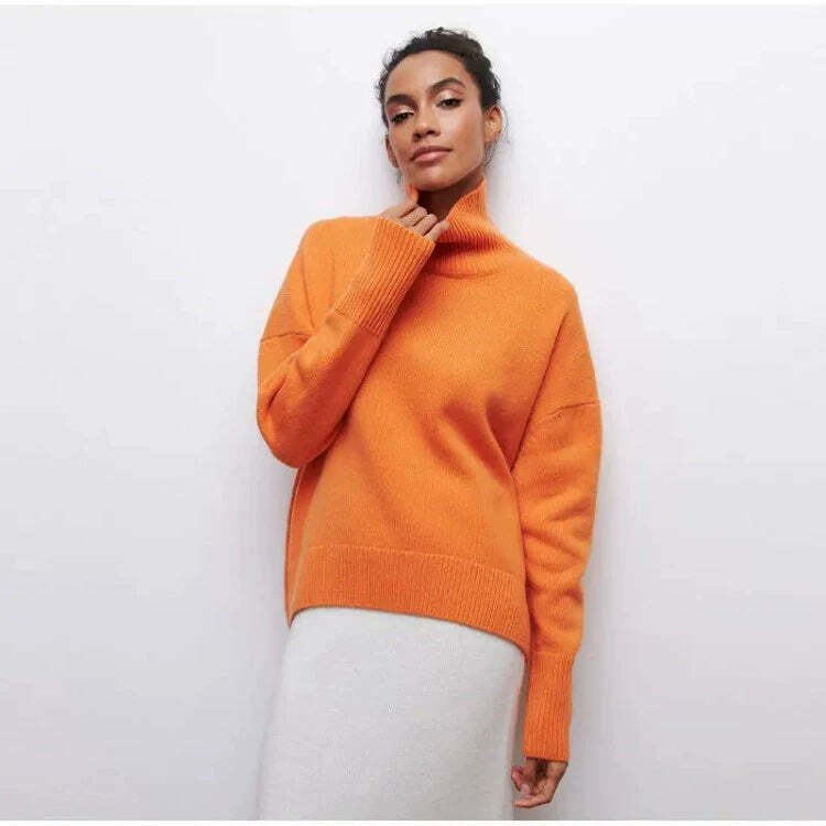 Elenor Turtleneck Oversize Sweater - Y2K Grunge, 90s Fashion, Retro Style, Pastel Goth Outfit