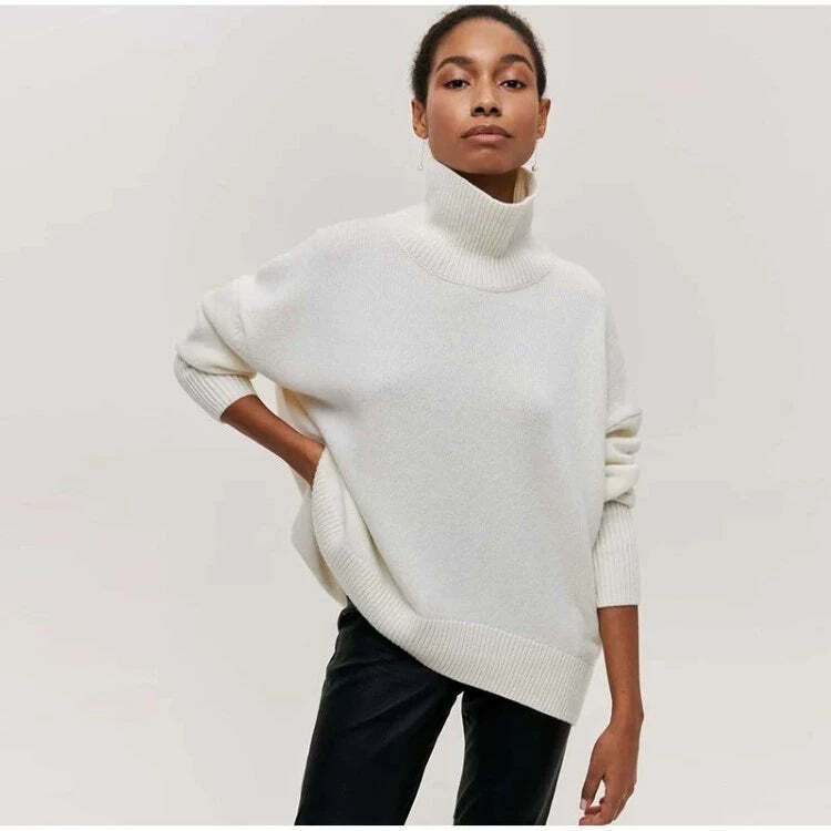 Elenor Turtleneck Oversize Sweater - Y2K Grunge, 90s Fashion, Retro Style, Pastel Goth Outfit