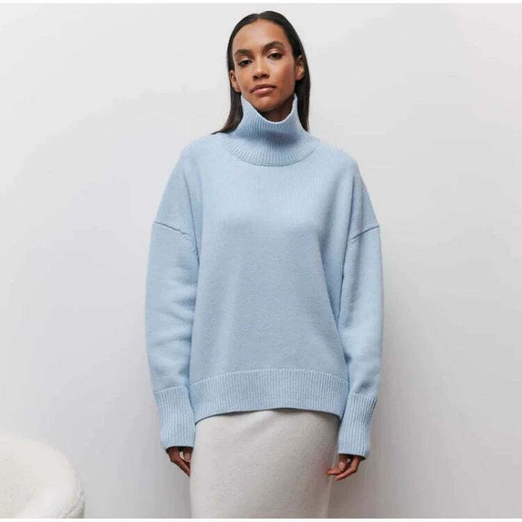 Elenor Turtleneck Oversize Sweater - Y2K Grunge, 90s Fashion, Retro Style, Pastel Goth Outfit