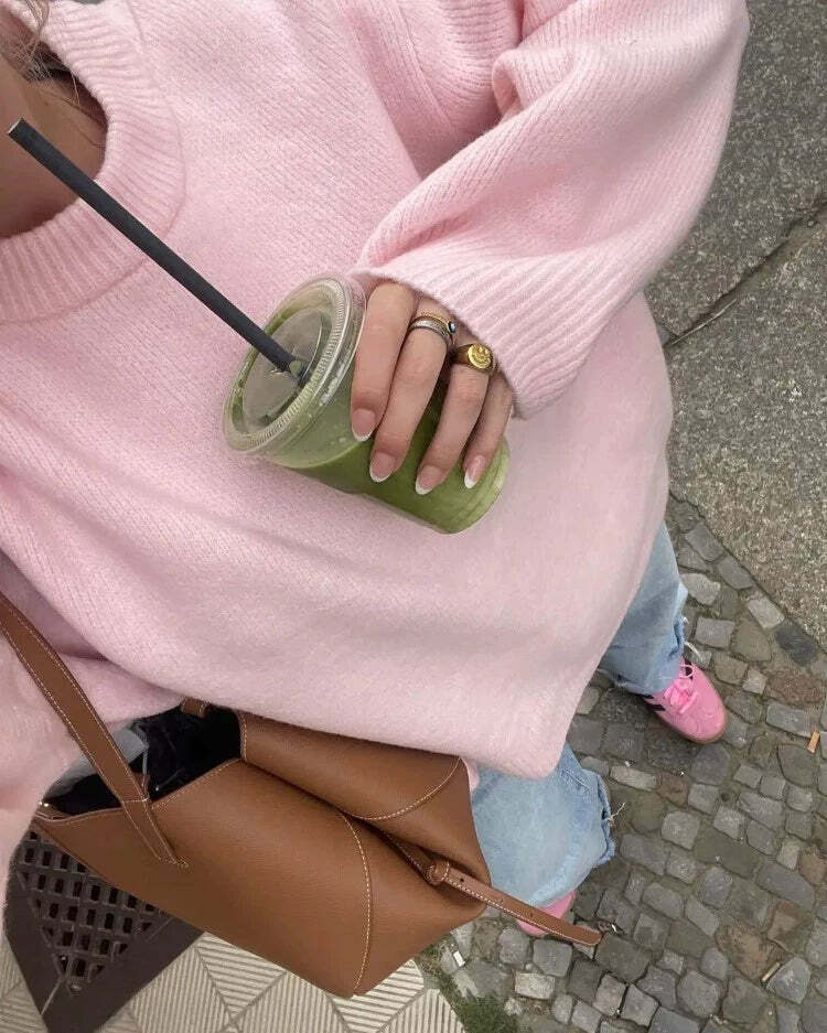 Elenor Turtleneck Oversize Sweater - Y2K Grunge, 90s Fashion, Retro Style, Pastel Goth Outfit