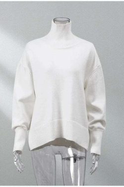 Elenor Turtleneck Oversize Sweater - Y2K Grunge, 90s Fashion, Retro Style, Pastel Goth Outfit