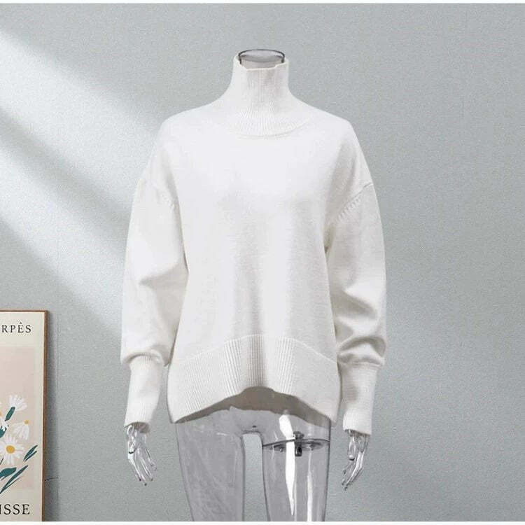Elenor Turtleneck Oversize Sweater - Y2K Grunge, 90s Fashion, Retro Style, Pastel Goth Outfit