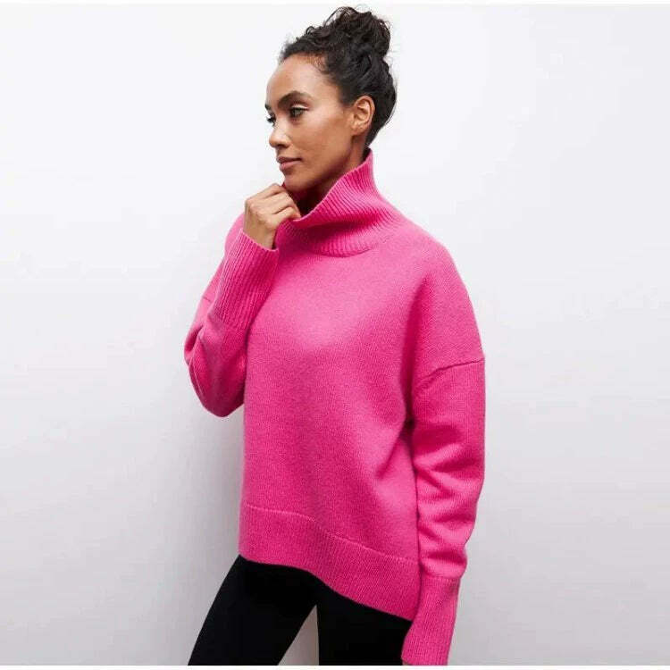 Elenor Turtleneck Oversize Sweater - Y2K Grunge, 90s Fashion, Retro Style, Pastel Goth Outfit